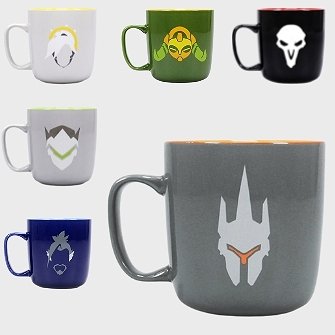 Overwatch ceramic mug with graphic silhouettes