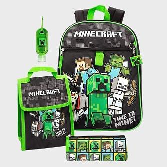 Minecraft backpack and lunch box (5-piece)